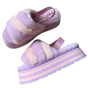 NWOB UGG Women’s Disco Slide Stripe Platform Sandal in Primerose/Pink